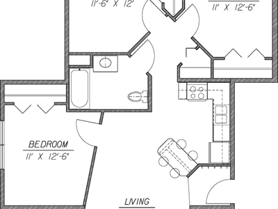 Three bedroom floor plan