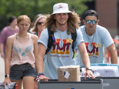 Students moving in to the residence halls.