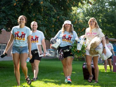Students moving in to the residence halls.