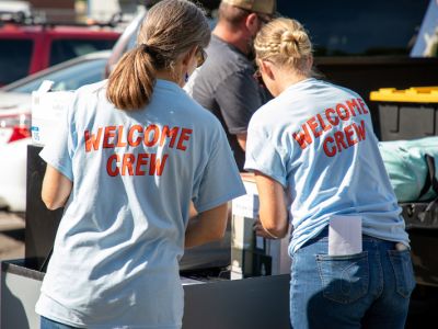 Students moving in to the residence halls.