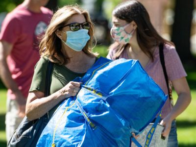 Students moving in to the residence halls.