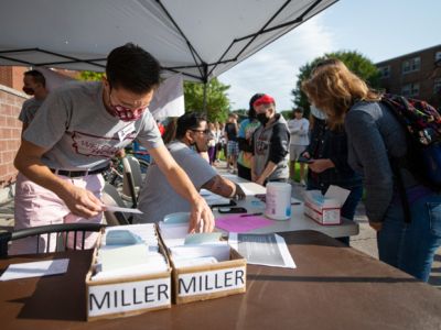 Students moving in to the residence halls.