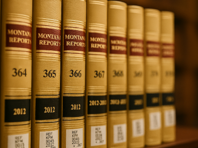 Tan and gold spine of the Montana Reports books.