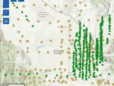 screenshot of aerial flight line map