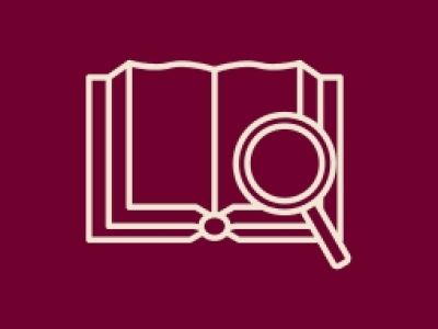 icon of open book with magnifying glass