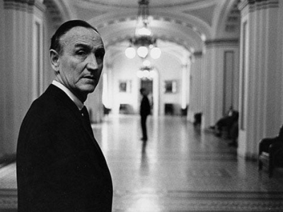 Mike Mansfield standing in a hallway