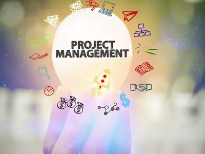 hand holding a light bulb with project management in the middle