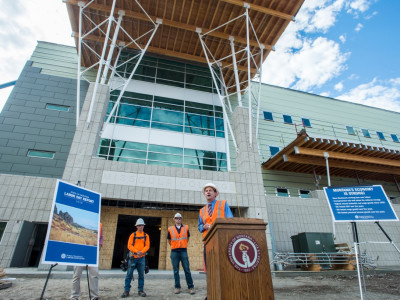 Govenor Bullock presents Labor Day report from the new Missoula College building. September 2016.