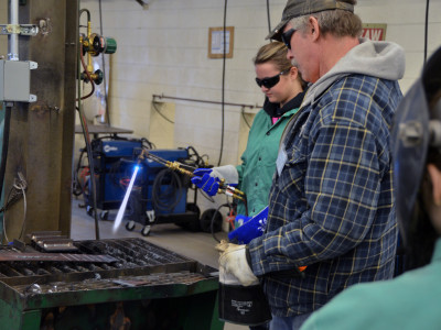 The girls in the GRIT program received hands-on time to practice their welding skills with Missoula College students.