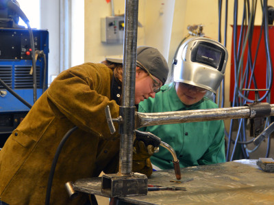 The girls in the GRIT program received hands-on time to practice their welding skills with Missoula College students.
