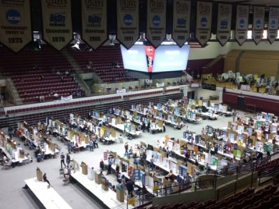 overhead view of science fair