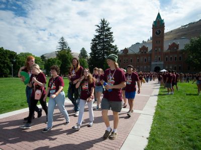 Students walk through the Oval at the 2023 Big Sky Experience