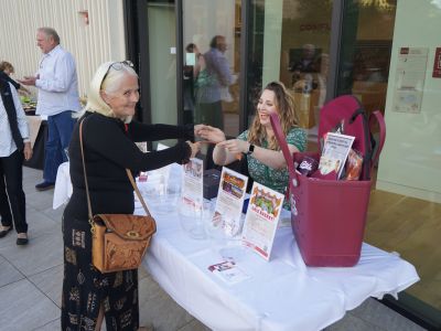 Handing out tickets at event