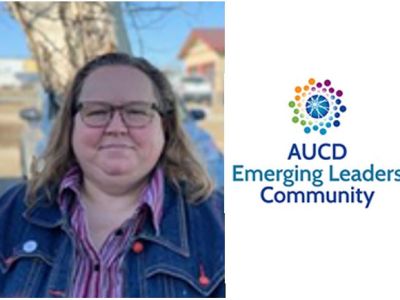 Jackie Mohler and the AUCD Emerging Leaders logo