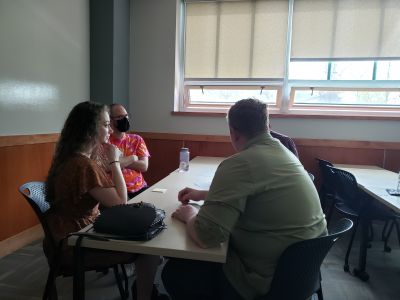 Small group engaging in conversation