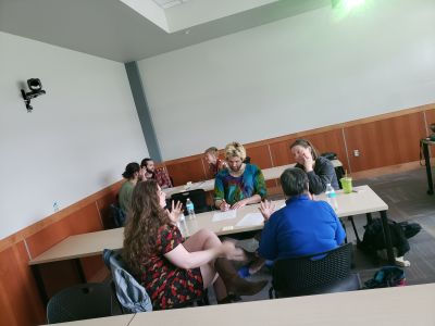 Small group engaged in conversation