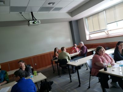 Small group engaging in conversation