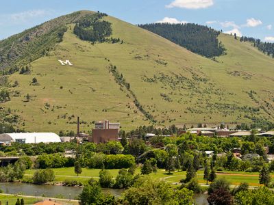 view of mount sentinel from downtown
