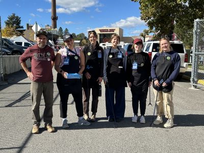zero waste ambassadors pose for a smile outside WG stadium
