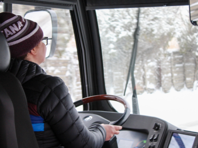 Person driving bus