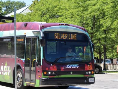 bus at transit hub