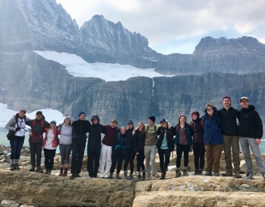 Photo of instructor and students at Glacier National Park.