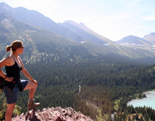 Student looking out over the mountains