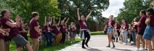 tudents celebrate on the UM campus 