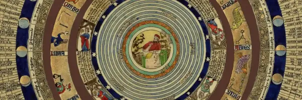 Medieval astronomical wheel from the Catalan Atlas of 1375.