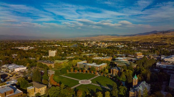UM oval and campus seen from above