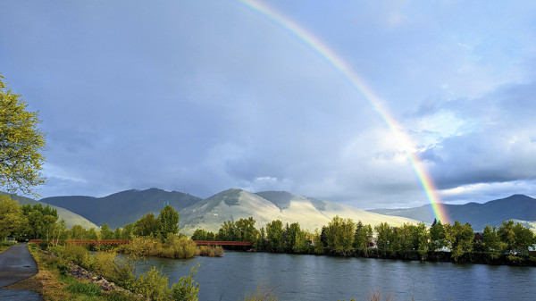 rainbow over mount sentinel