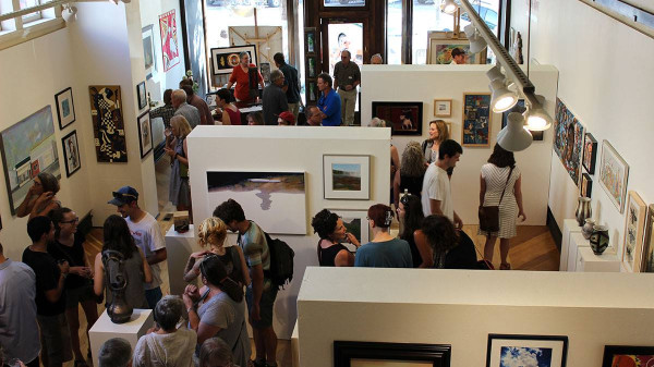 people gathering for an art show inside the Radius Gallery in Missoula, 51�Թ���