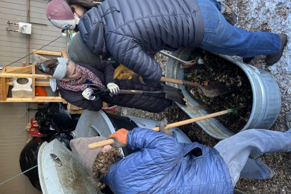 Shoveling soil