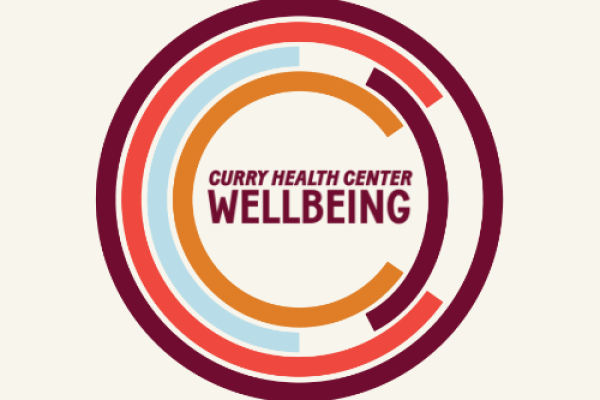 circle of various colors around the text curry health center wellness