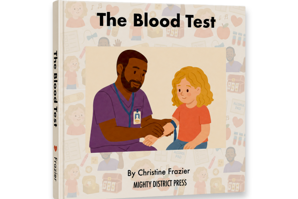Blood Draw Kit button showing a book with a doctor taking a blood draw from another person