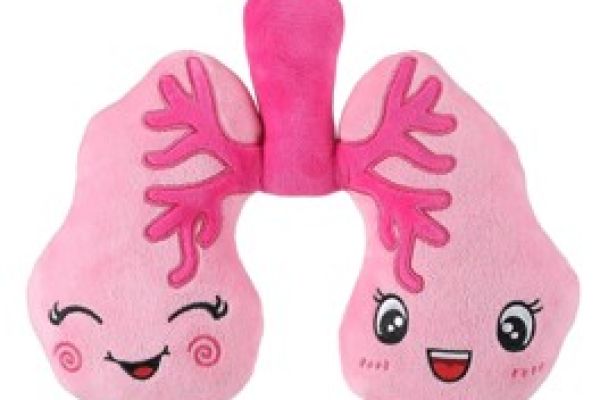 Asthma Kit button showing comical human lungs as smiling faces