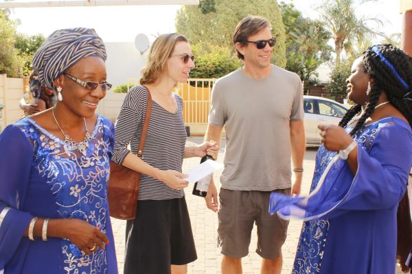 Jesse Johnson talking with people in Nigeria