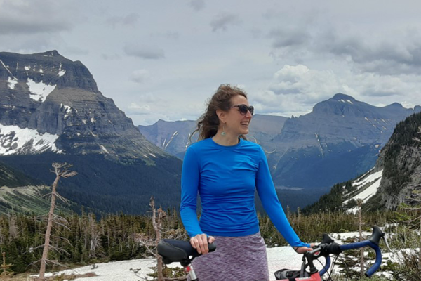 Susan Teitelman posing with bike