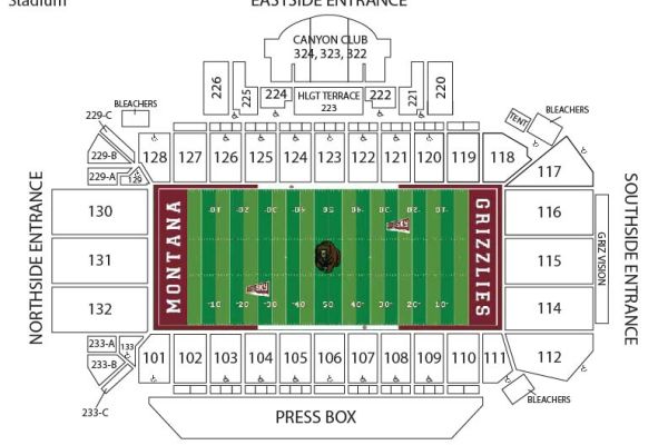 Washington Grizzly Stadium Football Map