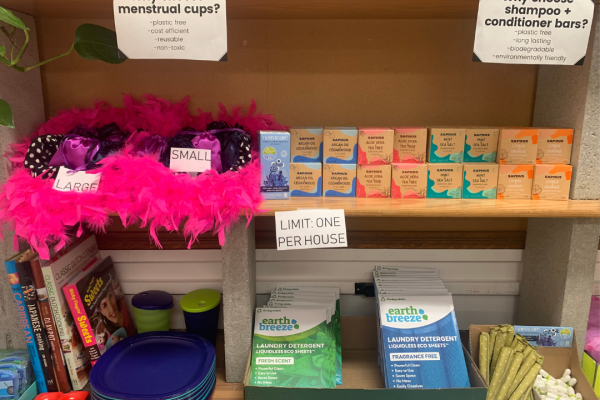 eco supplies on a shelf in the food pantry