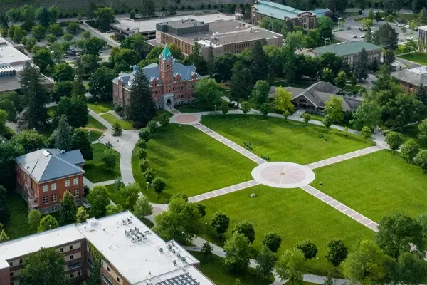 Aerial view of the oval at the University of Montana