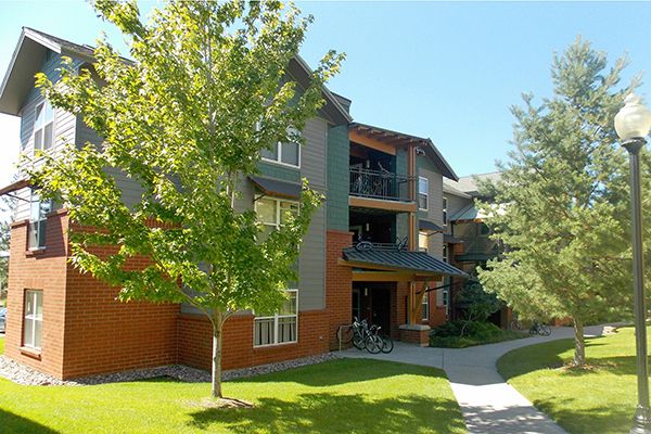The exterior of an apartment building at Lewis and Clark Village