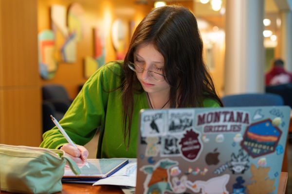 Student with computer