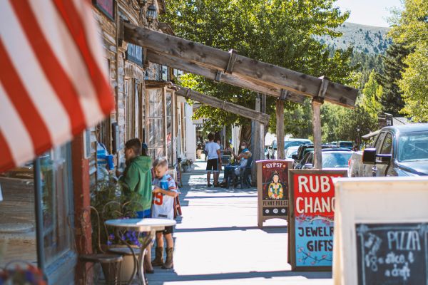 boardwalk of the main street of a tourist town