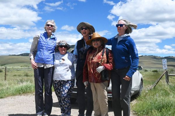 5 students together outside