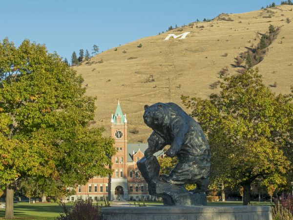 Griz Statue in front of Main Hall