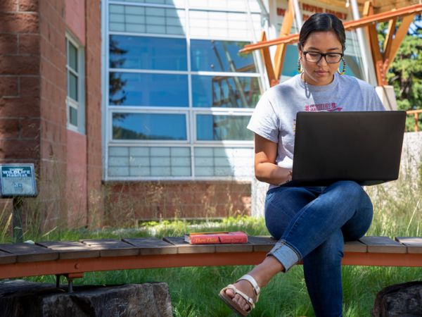 A student works on their computer