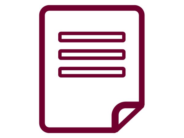 maroon and white icon of a contract