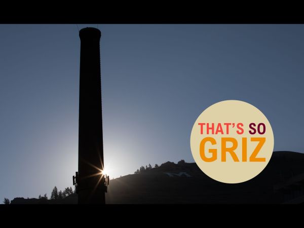 smoke stack silhouetted by sunrise