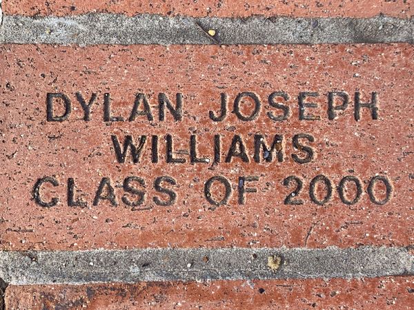 Engraved brick at UM reads "Dylan Joseph Williams Class of 2020"